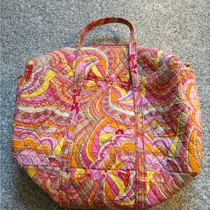 Vibrant Pink and Orange Quilted duffel Bag